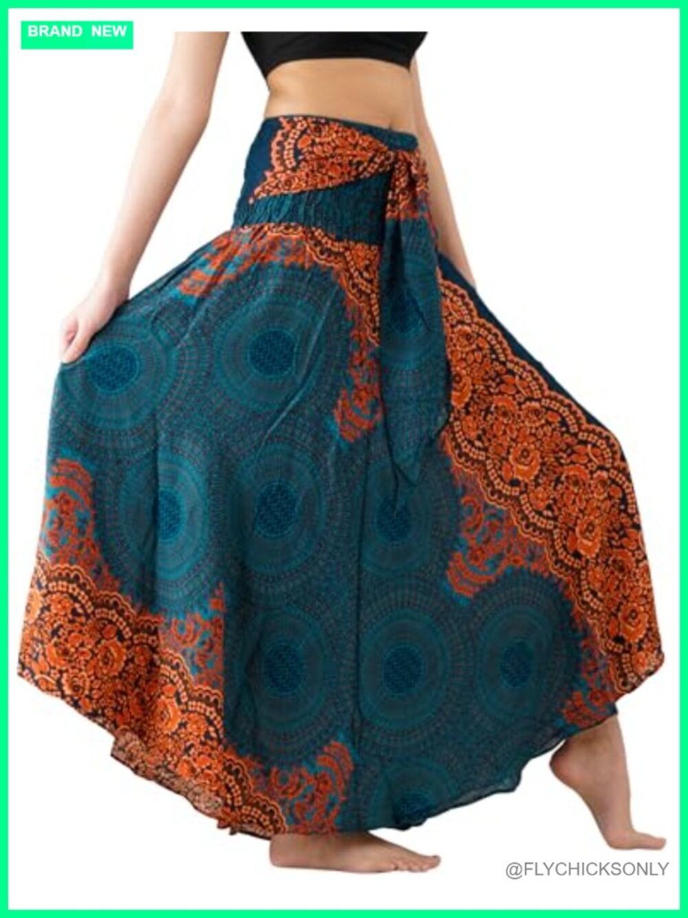 Boho Maxi Skirt Asymmetrical High Rise Rayon